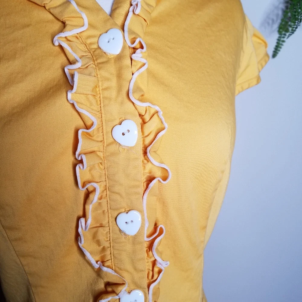 Yellow Ruffle Button-Up Dress - Picture 2 of 5